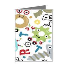 Seamless Pattern Vector With Funny Robots Cartoon Mini Greeting Card by Hannah976