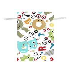 Seamless Pattern Vector With Funny Robots Cartoon Lightweight Drawstring Pouch (l) by Hannah976