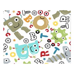 Seamless Pattern Vector With Funny Robots Cartoon Premium Plush Fleece Blanket (large) by Hannah976