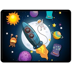 Spaceship Astronaut Space Fleece Blanket (large) by Hannah976