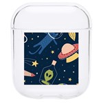 Seamless Pattern With Funny Aliens Cat Galaxy Hard PC AirPods 1/2 Case Front