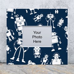 White Robot Blue Seamless Pattern White Wall Photo Frame 5  X 7  by Hannah976
