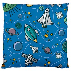 About Space Seamless Pattern Large Premium Plush Fleece Cushion Case (one Side) by Hannah976