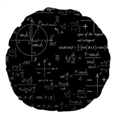 Mathematical Seamless Pattern With Geometric Shapes Formulas Large 18  Premium Round Cushions by Hannah976