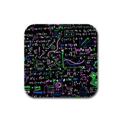 Math Linear Mathematics Education Circle Background Rubber Square Coaster (4 Pack) by Hannah976