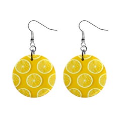 Lemon Fruits Slice Seamless Pattern Mini Button Earrings by Ravend