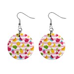 Tropical Fruits Berries Seamless Pattern Mini Button Earrings Front
