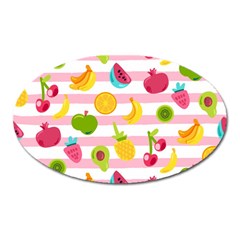 Tropical Fruits Berries Seamless Pattern Oval Magnet by Ravend