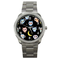 Cute Art Print Pattern Sport Metal Watch by Apen