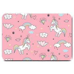 Cute Unicorn Seamless Pattern Large Doormat by Apen