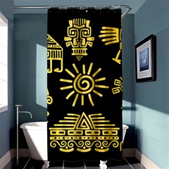 Maya Style Gold Linear Totem Icons Shower Curtain 36  X 72  (stall)  by Apen