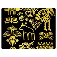 Golden Indian Traditional Signs Symbols Premium Plush Fleece Blanket (extra Small) by Apen