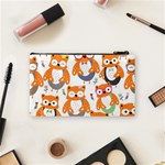 Cute Colorful Owl Cartoon Seamless Pattern Cosmetic Bag (Small) Back