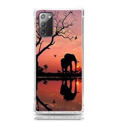 Elephant Landscape Tree Africa Sunset Safari Wild Samsung Galaxy Note 20 Tpu Uv Case by Jatiart