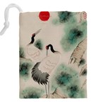 Japanese Crane Painting Of Bird Drawstring Pouch (4XL) Back