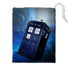 Tardis Doctor Who Space Blue Drawstring Pouch (4xl) by Cendanart
