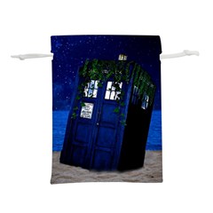 Stuck Tardis Beach Doctor Who Police Box Sci-fi Lightweight Drawstring Pouch (s) by Cendanart