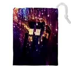 Tardis Regeneration Art Doctor Who Paint Purple Sci Fi Space Star Time Machine Drawstring Pouch (4xl) by Cendanart