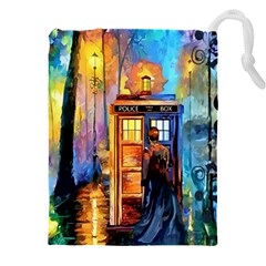 Tardis Doctor Who Paint Painting Drawstring Pouch (4xl) by Cendanart
