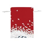 Red Sun Sea Waves Bird Japanese Art Minimalist Lightweight Drawstring Pouch (S) Back