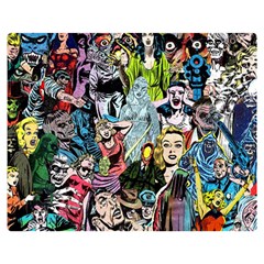 Vintage Horror Collage Pattern Premium Plush Fleece Blanket (medium) by Ket1n9