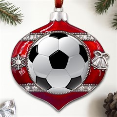 Soccer Ball Metal Snowflake And Bell Red Ornament by Ket1n9