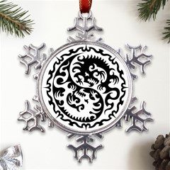 Ying Yang Tattoo Metal Large Snowflake Ornament by Ket1n9