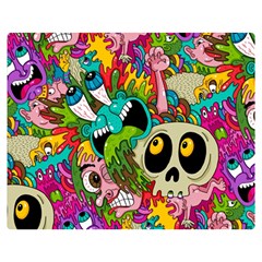 Crazy Illustrations & Funky Monster Pattern Premium Plush Fleece Blanket (medium) by Ket1n9