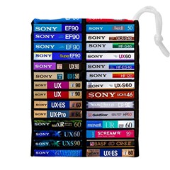 Vintage Cassette Music Old Record Retro Tape Drawstring Pouch (4xl) by Cendanart