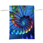 Top Peacock Feathers Lightweight Drawstring Pouch (XL) Back
