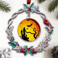 Halloween Night Terrors Metal X mas Wreath Holly Leaf Ornament by Ket1n9