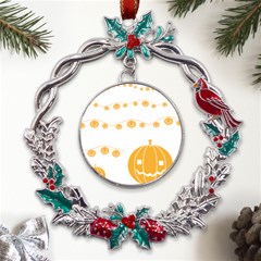 Pumpkin Halloween Deco Garland Metal X mas Wreath Holly Leaf Ornament by Ket1n9