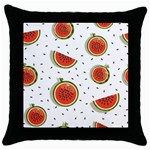 Seamless Background Pattern-with-watermelon Slices Throw Pillow Case (Black) Front