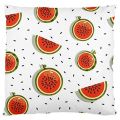 Seamless Background Pattern-with-watermelon Slices Large Premium Plush Fleece Cushion Case (one Side) by Ket1n9