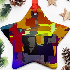 Abstract Vibrant Colour Star Ornament (two Sides) by Ket1n9