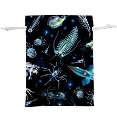 Colorful Abstract Pattern Consisting Glowing Lights Luminescent Images Marine Plankton Dark Backgrou Lightweight Drawstring Pouch (xl) by Ket1n9