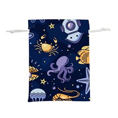 Marine Seamless Pattern Thin Line Memphis Style Lightweight Drawstring Pouch (s) by Ket1n9