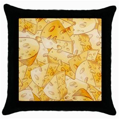 Cheese Slices Seamless Pattern Cartoon Style Throw Pillow Case (black) by Ket1n9