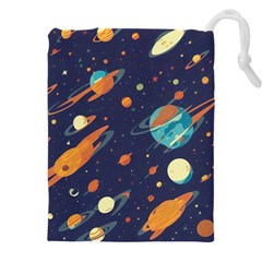 Space Galaxy Planet Universe Stars Night Fantasy Drawstring Pouch (4xl) by Ket1n9