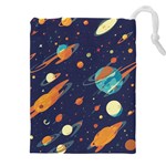 Space Galaxy Planet Universe Stars Night Fantasy Drawstring Pouch (4XL) Front