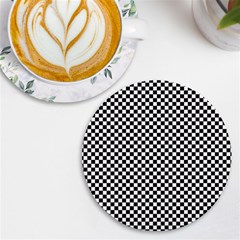 Black And White Checkerboard Background Board Checker Uv Print Round Tile Coaster by Hannah976