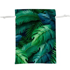 Tropical Green Leaves Background Lightweight Drawstring Pouch (xl) by Hannah976