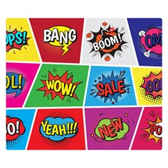 Pop Art Comic Vector Speech Cartoon Bubbles Popart Style With Humor Text Boom Bang Bubbling Expressi Premium Plush Fleece Blanket (small) by Hannah976