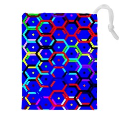 Blue Bee Hive Pattern Drawstring Pouch (5xl) by Hannah976
