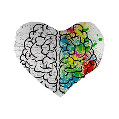 Brain Mind Psychology Idea Drawing Standard 16  Premium Flano Heart Shape Cushions by Ndabl3x