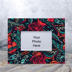 Vintage Flash Tattoos Designs Seamless Pattern White Tabletop Photo Frame 4 x6  by Ndabl3x