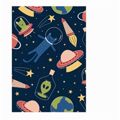 Seamless Pattern With Funny Alien Cat Galaxy Large Garden Flag (two Sides) by Ndabl3x