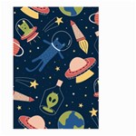 Seamless Pattern With Funny Alien Cat Galaxy Large Garden Flag (Two Sides) Back