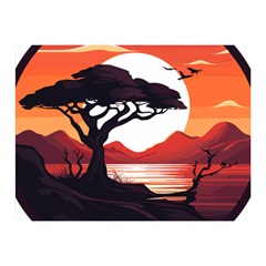 Tree Lake Bird Two Sides Premium Plush Fleece Blanket (mini) by Bedest