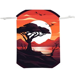 Tree Lake Bird Lightweight Drawstring Pouch (xl) by Bedest